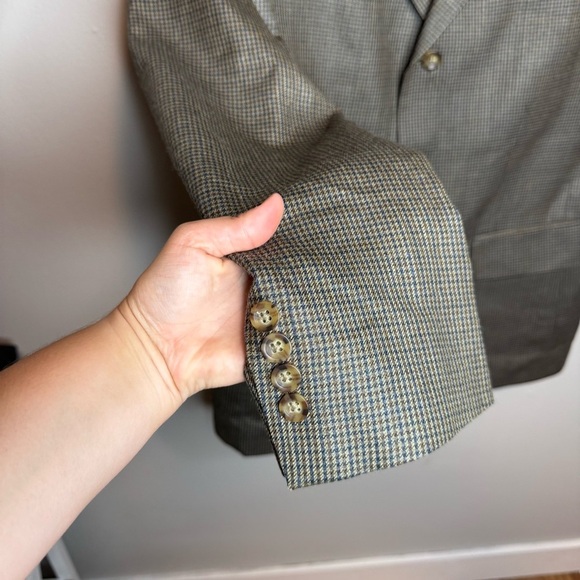 Oscar De La Renta Blazer Suit Jacket Button Front Plaid Printed Silk Wool Blend - Picture 11 of 14